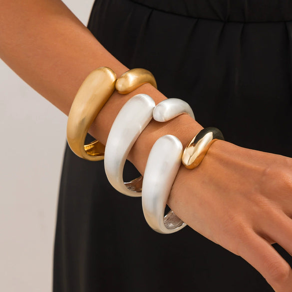 Fashion Ins Metallic Water Drops Bracelet Women's Exaggerated Design Electroplated Open Bracelet
