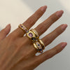 Fashion Ins Style Alloy Geometric Retro Handmade Color Gem Inlay Women's Ring