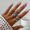 Fashion Ins Style Alloy Geometric Retro Handmade Color Gem Inlay Women's Ring
