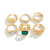 Fashion Ins Style Alloy Geometric Retro Handmade Color Gem Inlay Women's Ring