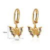 Fashion Ins Style Golden Artificial Crystal Heart Shape Butterfly Pendant Earrings Set With Diamonds For Women