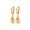 Fashion Ins Style Golden Artificial Crystal Heart Shape Butterfly Pendant Earrings Set With Diamonds For Women