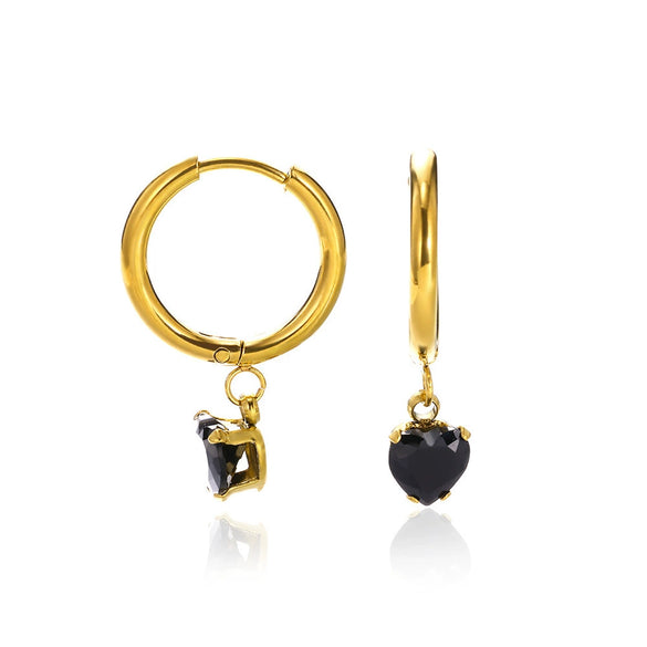 Fashion Ins Style Golden Artificial Crystal Heart Shape Butterfly Pendant Earrings Set With Diamonds For Women