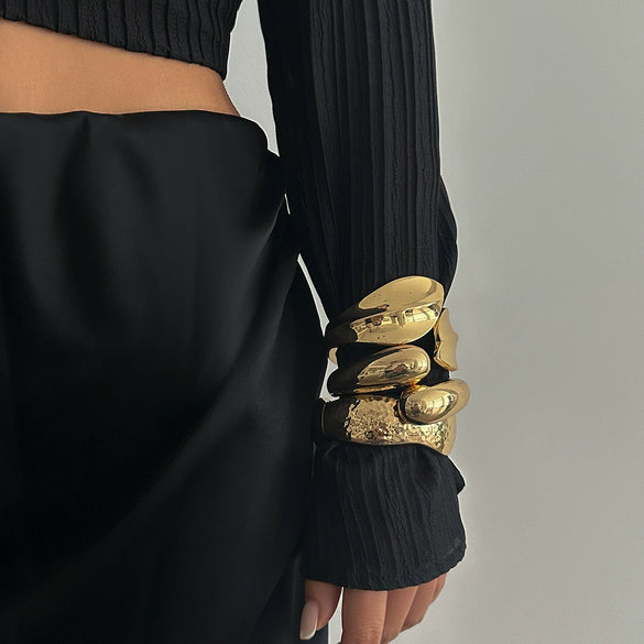 Fashion Ins Style Metallic Water Drops Open Bracelet For Women With Electroplating