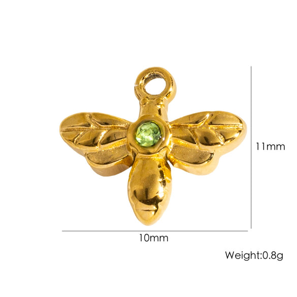 Fashion Insect Stainless Steel Jewelry Pendant With Zircon Inlay And Electroplating Treatment For Necklace And Bracelet Accessories