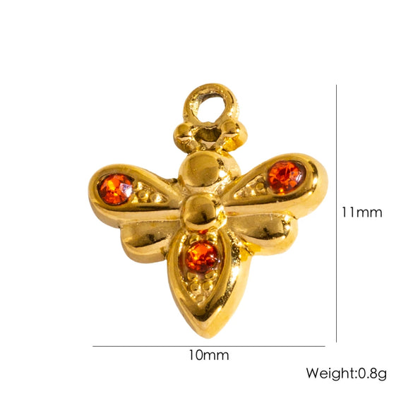 Fashion Insect Stainless Steel Jewelry Pendant With Zircon Inlay And Electroplating Treatment For Necklace And Bracelet Accessories