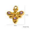Fashion Insect Stainless Steel Jewelry Pendant With Zircon Inlay And Electroplating Treatment For Necklace And Bracelet Accessories