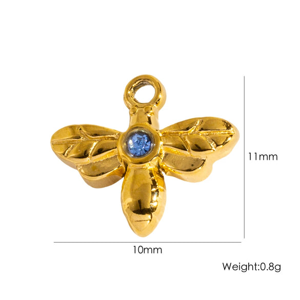Fashion Insect Stainless Steel Jewelry Pendant With Zircon Inlay And Electroplating Treatment For Necklace And Bracelet Accessories