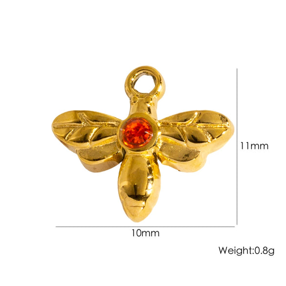 Fashion Insect Stainless Steel Jewelry Pendant With Zircon Inlay And Electroplating Treatment For Necklace And Bracelet Accessories