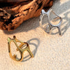 Fashion Irregular Geometric Stainless Steel Open Ring With Electroplating And Heart Shape Design