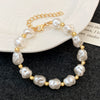 Fashion Irregular Imitation Pearl Bracelet With Starfish Shell Design Electroplated For Women Summer Beach Ocean Series