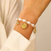 Fashion Irregular Imitation Pearl Bracelet With Starfish Shell Design Electroplated For Women Summer Beach Ocean Series
