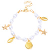 Fashion Irregular Imitation Pearl Bracelet With Starfish Shell Design Electroplated For Women Summer Beach Ocean Series