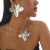 Fashion Irregular Metallic Petal Alloy Flower Collarbone Necklace With Electroplating Treatment