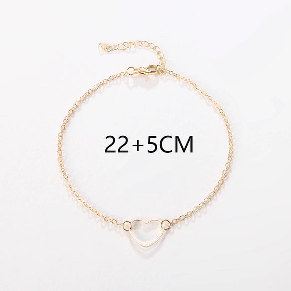 Fashion Jewelry All Match Hollow Love Pendant Anklet Bracelet Simple Single Layer Anklet For Women Made Of Alloy With Heart Shape