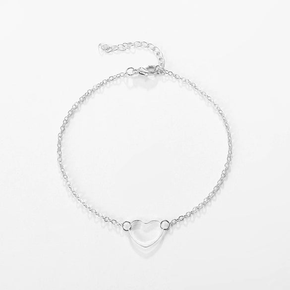Fashion Jewelry All Match Hollow Love Pendant Anklet Bracelet Simple Single Layer Anklet For Women Made Of Alloy With Heart Shape