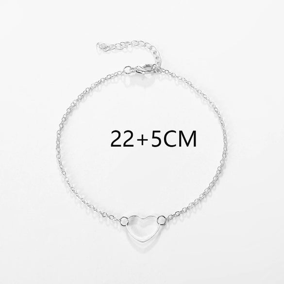 Fashion Jewelry All Match Hollow Love Pendant Anklet Bracelet Simple Single Layer Anklet For Women Made Of Alloy With Heart Shape
