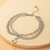 Fashion Jewelry Alloy Heart Shaped Chain Tassel Snake Pendant Three Layer Anklet For Women