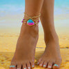 Fashion Jewelry Alloy Heart Shaped Chain Tassel Snake Pendant Three Layer Anklet For Women