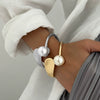 Fashion Jewelry Alloy Imitation Pearl Irregular Geometric Opening Bracelet For Women With Electroplating
