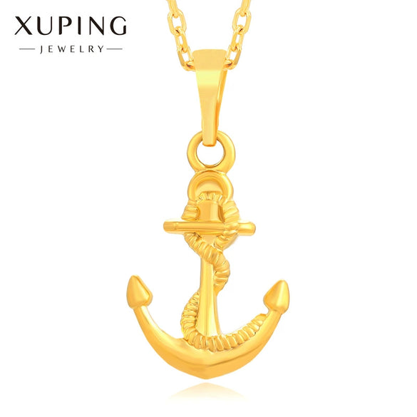Fashion Jewelry Alloy 24K Gold Plated Cold Style Cross Anchor Pendant