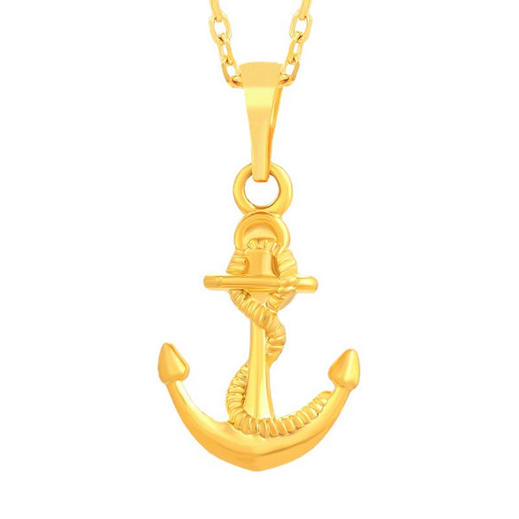 Fashion Jewelry Alloy 24K Gold Plated Cold Style Cross Anchor Pendant