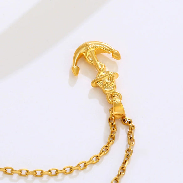 Fashion Jewelry Alloy 24K Gold Plated Cold Style Cross Anchor Pendant