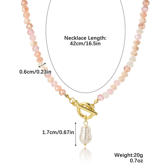 Fashion Jewelry Artificial Crystal Geometric Drop Shape Electroplated Ball Chain Women's Necklace