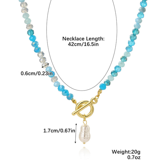 Fashion Jewelry Artificial Crystal Geometric Drop Shape Electroplated Ball Chain Women's Necklace