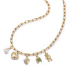 Fashion Jewelry Copper Love Peach Heart Ushaped Horseshoe Necklace With Mixed Gemstone Inlay And Diamond Design