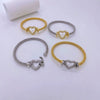 Fashion Jewelry Copper Microinlaid Zircon Geometric Love Bracelet With Electroplating
