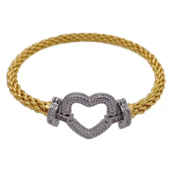 Fashion Jewelry Copper Microinlaid Zircon Geometric Love Bracelet With Electroplating