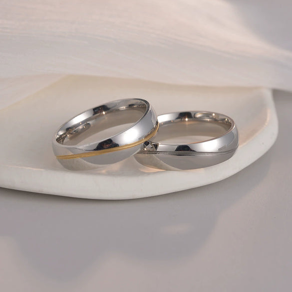 Fashion Jewelry Couples Ring Titanium Steel Geometric Style Seiko