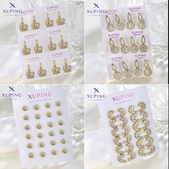 Fashion Jewelry Gold Plated Earrings For Women Geometric Shape Flower Design Electroplated Highend