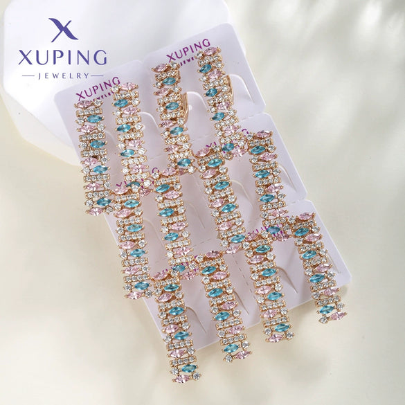 Fashion Jewelry Gold Plated Earrings For Women Geometric Shape Flower Design Electroplated Highend