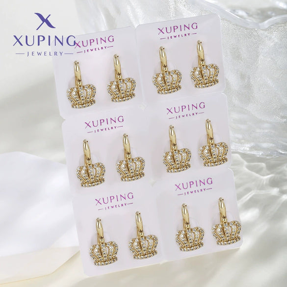 Fashion Jewelry Gold Plated Earrings For Women Geometric Shape Flower Design Electroplated Highend