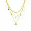 Fashion Jewelry Multilayer Chain Stainless Steel Hollow Diamond Blue Eye Pendant Clavicle Necklace For Women Electroplated Snake Bone Chain