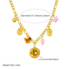 Fashion Jewelry Necklace Stainless Steel Gold Plated With Butterfly And Camellia Flower Elements