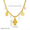 Fashion Jewelry Necklace With Stainless Steel Chain And Goldplated Circle Rhombus Flower Butterfly Square Pendant