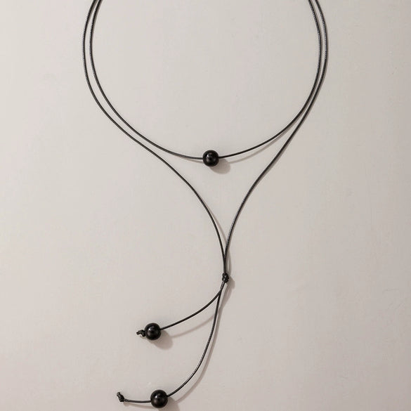 Fashion Jewelry Plastic And Resin Braided Rope Beaded Double Multi Layer Geometric Simple Necklace