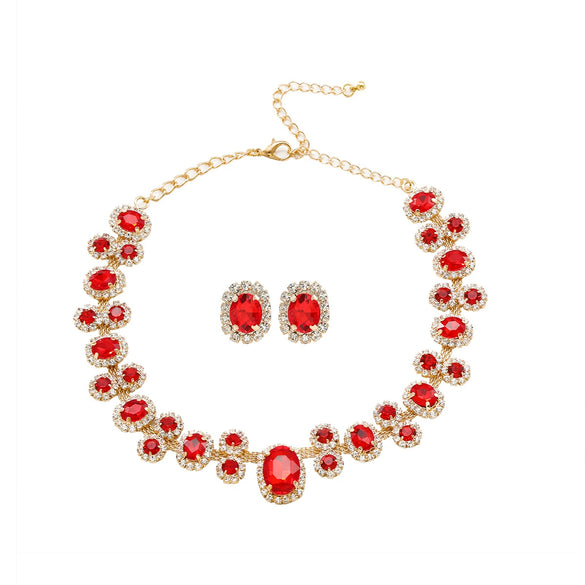 Fashion Jewelry Rhinestone Inlay Women's Earrings And Necklaces Set