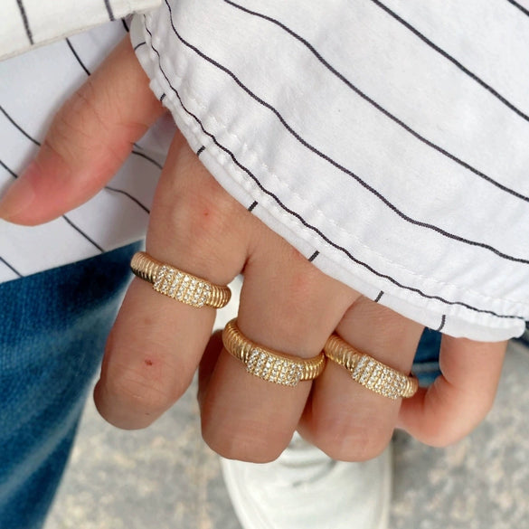 Fashion Jewelry Ring Bracelet Copper Electroplated Micro Set Zircon Geometric