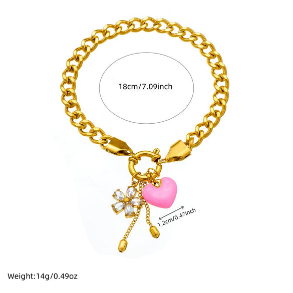 Fashion Jewelry Set Stainless Steel Gold Plated Heart Water Drop Bell Pendant Tassel For Women