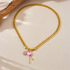 Fashion Jewelry Set Stainless Steel Gold Plated Heart Water Drop Bell Pendant Tassel For Women