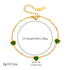 Fashion Jewelry Set Stainless Steel Necklace And Bracelet With Love Water Drops Bells Pattern Inlaid Green Diamond Electroplating
