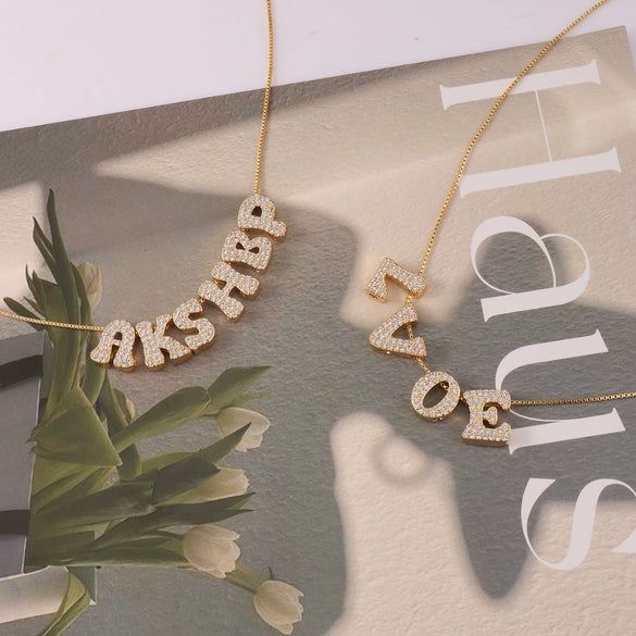 Fashion Jewelry Set With Copper Letters Pendant Electroplated Bracelet And Necklace Accessories