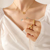 Fashion Jewelry Set With Smile Face Hollow Pendant Titanium Steel 18K Gold Plated Earrings Necklace Bracelet