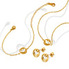 Fashion Jewelry Set With Smile Face Hollow Pendant Titanium Steel 18K Gold Plated Earrings Necklace Bracelet