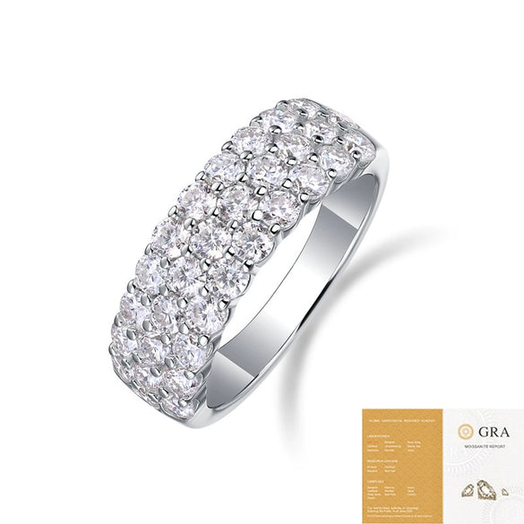 Fashion Jewelry Silver Geometric Moissanite Inlaid Ring For Women