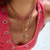 Fashion Jewelry Stainless Steel Bohemian Style Colorful Love Heart Stacked Necklace And Bracelet Electroplating